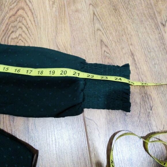 Universal Standard Womens Swiss Dot Blouse Size 6/8 Green Balloon Sleeve Chiffon - Picture 13 of 13